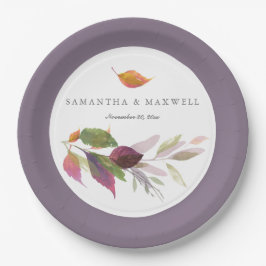 Waterverf Thanksgiving met rustieke herfstbladeren Papieren Bordje