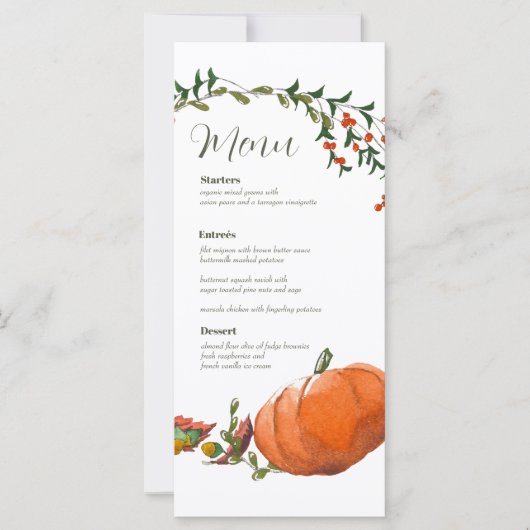 Waterverf Thanksgiving of Kaart van het Menu van d (Voorkant)