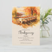 Waterverf Thanksgiving Outdoor Tafel Kaart (Staand voorkant)