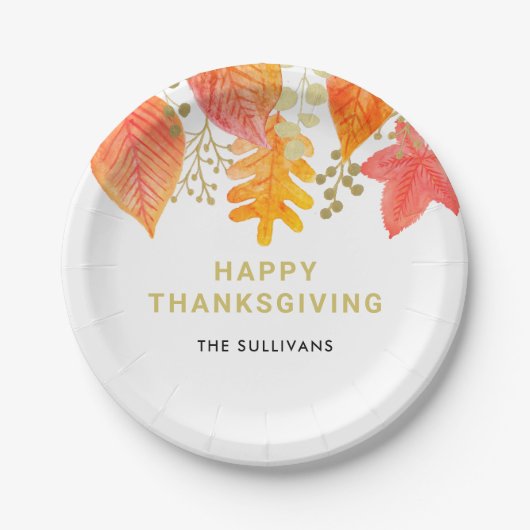 Waterverf Thanksgiving Papieren Bordje (Voorkant)