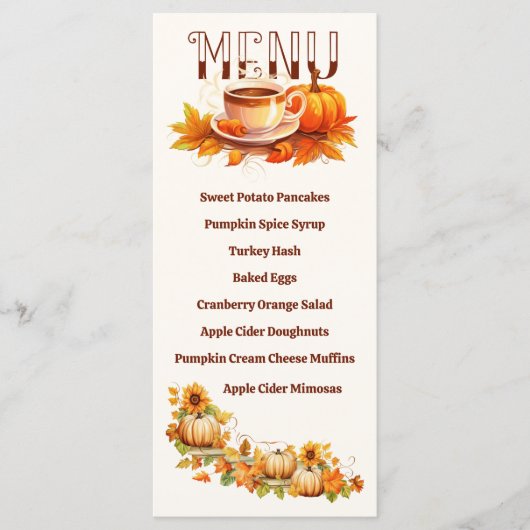 Waterverf Thanksgiving Pompoenen en Koffie Menu (Voorkant)