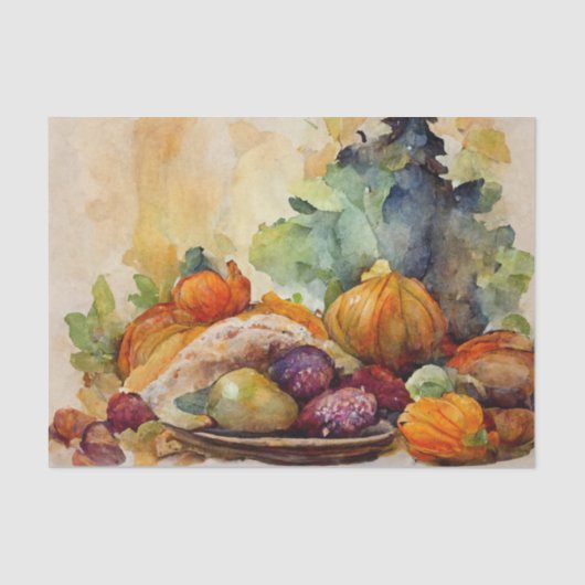  Waterverf Thanksgiving Pumpkin Turkije Tissuepapier (Voorkant)