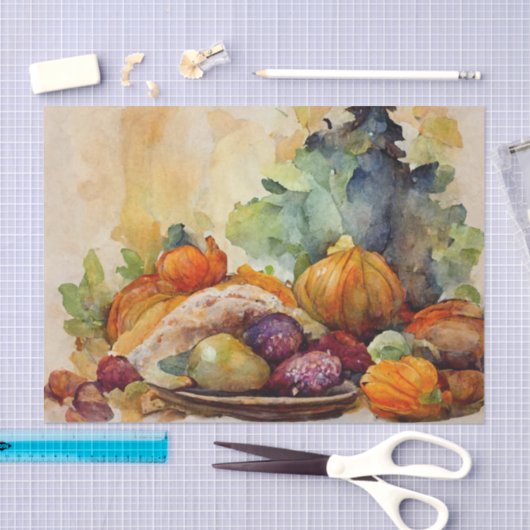  Waterverf Thanksgiving Pumpkin Turkije Tissuepapier (Craft)