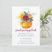 Waterverf Thanksgiving Pumpkin Vase Friendsgiving Kaart (Staand voorkant)