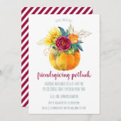 Waterverf Thanksgiving Pumpkin Vase Friendsgiving Kaart (Voorkant / Achterkant)