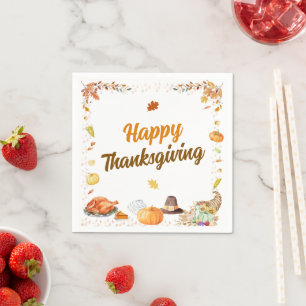 Waterverf Thanksgiving Servet