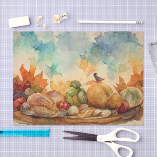 Waterverf Thanksgiving Turkey Pumpkin Tissuepapier (Craft)