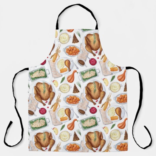 Waterverf Thanksgiving Turkije diner Schort (Voorkant)