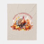 Waterverf Thanksgiving Turkije en pompoenen Fleece Deken (Voorkant)