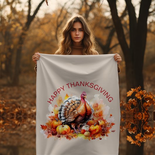 Waterverf Thanksgiving Turkije en pompoenen Fleece Deken
