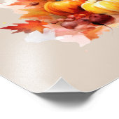 Waterverf Thanksgiving Turkije en pompoenen Foto Afdruk (Hoek)