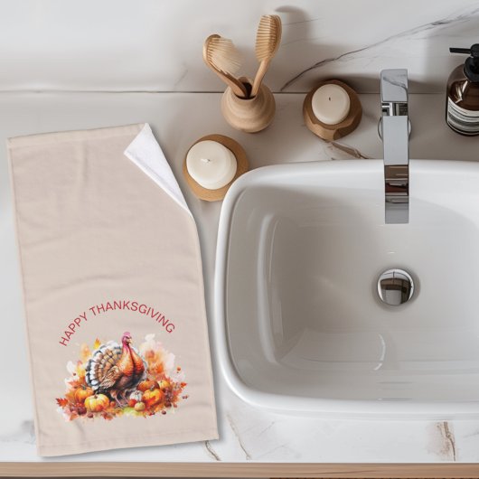 Waterverf Thanksgiving Turkije en pompoenen Handdoek