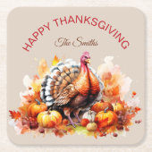 Waterverf Thanksgiving Turkije en pompoenen Kartonnen Onderzetters (Voorkant)