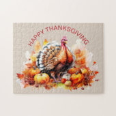 Waterverf Thanksgiving Turkije en pompoenen Legpuzzel (Horizontaal)