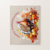 Waterverf Thanksgiving Turkije en pompoenen Legpuzzel (Verticaal)