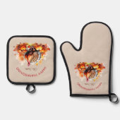 Waterverf Thanksgiving Turkije en pompoenen Ovenwant & Pannenlap Set (Voorkant)