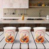 Waterverf Thanksgiving Turkije en pompoenen Papieren Bekers