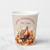 Waterverf Thanksgiving Turkije en pompoenen Papieren Bekers (Achterkant)