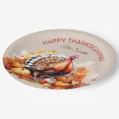 Waterverf Thanksgiving Turkije en pompoenen Papieren Bordje (Gekanteld)