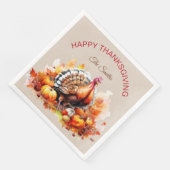 Waterverf Thanksgiving Turkije en pompoenen Servet (Hoek)