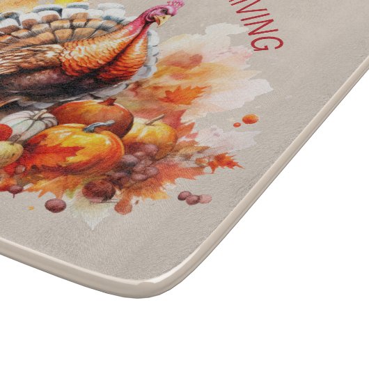 Waterverf Thanksgiving Turkije en pompoenen Snijplank (Hoek)