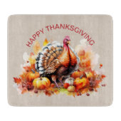 Waterverf Thanksgiving Turkije en pompoenen Snijplank (Voorkant)