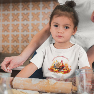 Waterverf Thanksgiving Turkije en pompoenen T-shirt