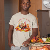 Waterverf Thanksgiving Turkije en pompoenen T-shirt