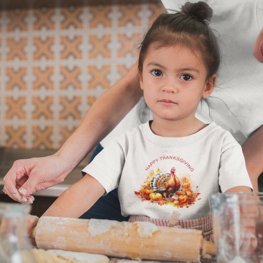 Waterverf Thanksgiving Turkije en pompoenen T-shirt