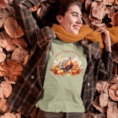 Waterverf Thanksgiving Turkije en pompoenen T-shirt