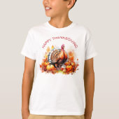Waterverf Thanksgiving Turkije en pompoenen T-shirt (Voorkant)