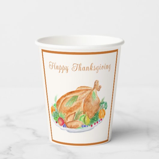 Waterverf Thanksgiving Turkije Papier servet Papieren Bekers (Achterkant)