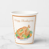 Waterverf Thanksgiving Turkije Papier servet Papieren Bekers (Voorkant)