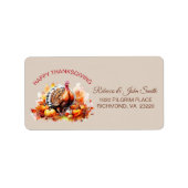 Waterverf Thanksgiving Turkije & Pompoenen Adres Etiket (Voorkant)