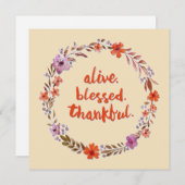 Waterverf Thanksgiving ventilatorlauw, wit op beig Bedankkaart (Voorkant / Achterkant)