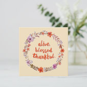 Waterverf Thanksgiving ventilatorlauw, wit op beig Bedankkaart (Staand voorkant)