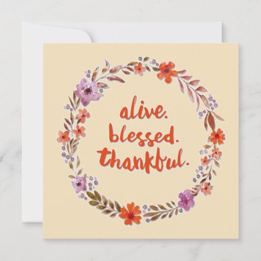 Waterverf Thanksgiving ventilatorlauw, wit op beig Bedankkaart (Voorkant)