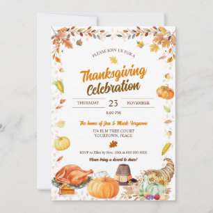 Waterverf Thanksgiving-viering Kaart