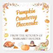 Waterverf Thanksgiving-viering Vierkante Sticker (Voorkant)