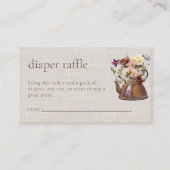 Waterverf Thee Bloemenluier Raffle Baby shower Informatiekaartje (Voorkant)