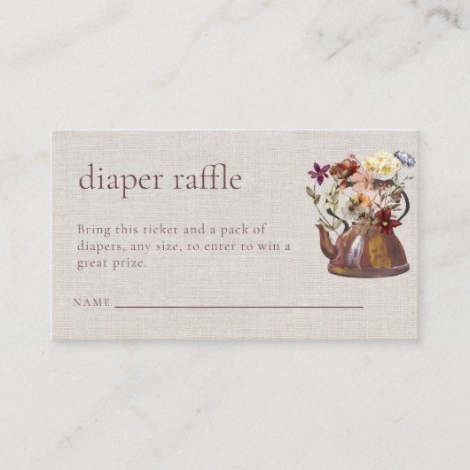 Waterverf Thee Bloemenluier Raffle Baby shower Informatiekaartje (Voorkant)