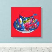  waterverf theebeker canvas afdruk (Insitu (Houten vloer))