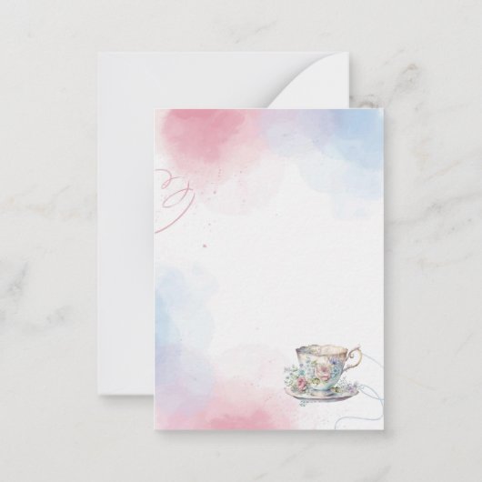 Waterverf theefeest roze goud dank u notitiekaartje (Achterkant)