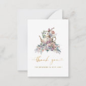 Waterverf theefeest roze goud dank u notitiekaartje (Voorkant)