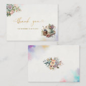 Waterverf theefeest roze goud dank u notitiekaartje (Voorkant / Achterkant)