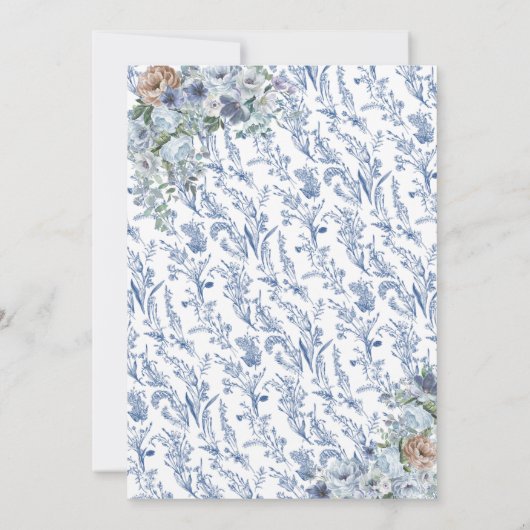 Waterverf Theekop Blauw Wildflower Vrijgezellenfee Kaart (Achterkant)