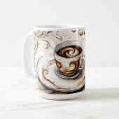 Waterverf theekop - Koffieverslaafden Koffiemok (Voorkant links)