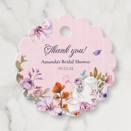 Waterverf Theepartij Bruidsdouche Bedankt  Bedankjes Labels (Voorkant)