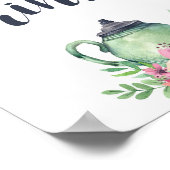 Waterverf Theepot Drankjes Bord Poster (Hoek)