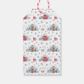 Waterverf theepot huis sneeuwbomen to-from cadeaulabel (Achterkant)